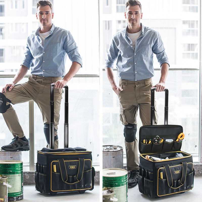 拉杆式电工专用工具包帆布耐磨特厚工具收纳箱滚轮式小推车