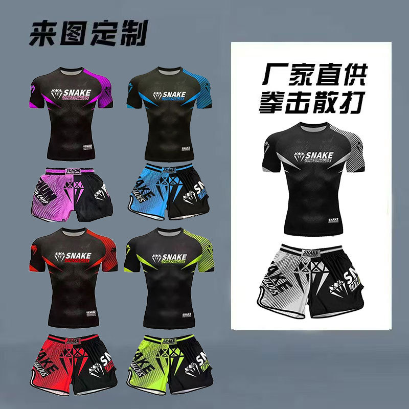 Muay Thai Training Clothes for Children and Adults, Running Sports Fitness Fighting Clothes, Quick-Drying Breathable Sports Trendy Clothes
