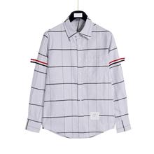 TB女士夏季新款方格条纹衬衫TB男女同款情侣款衬衫上衣衬衫