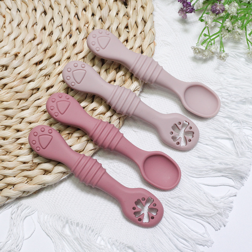 spoon Kitchen and drinking utensils 2 Pieces Set Quantity Casual Solid Color Silica Gel Spoon 2 Pieces Set