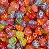 Plastic acrylic beads with letters heart shaped, English letters