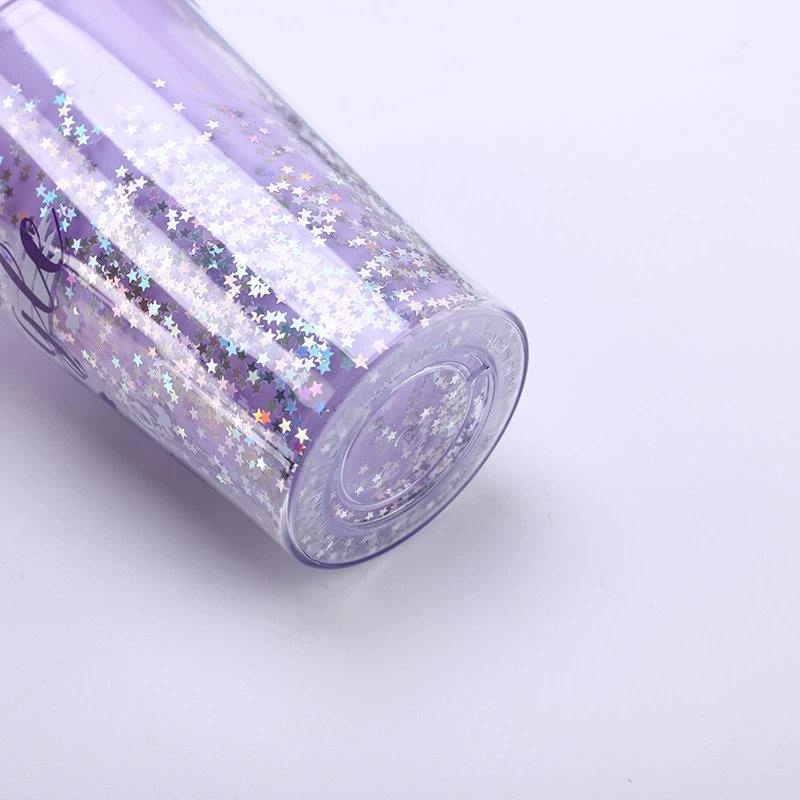 Creative amusing starry sky, double-layer nail sequins, plastic thermos for elementary school students, glass, factory direct supply