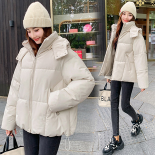 Down Cotton Outwear Women's New Women's Short Hooded Cotton Outwear Women's Korean Style Warm Outwear Large Size Loose Cotton Jacket Trendy