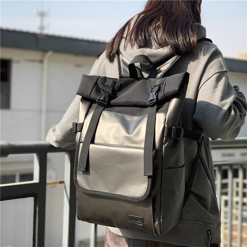 Men's Double Strap Backpack, University Student Trendy Streetwear Hip-Hop Large Capacity High School Backpack for Girls, Fashion Brand Ins Style Backpack