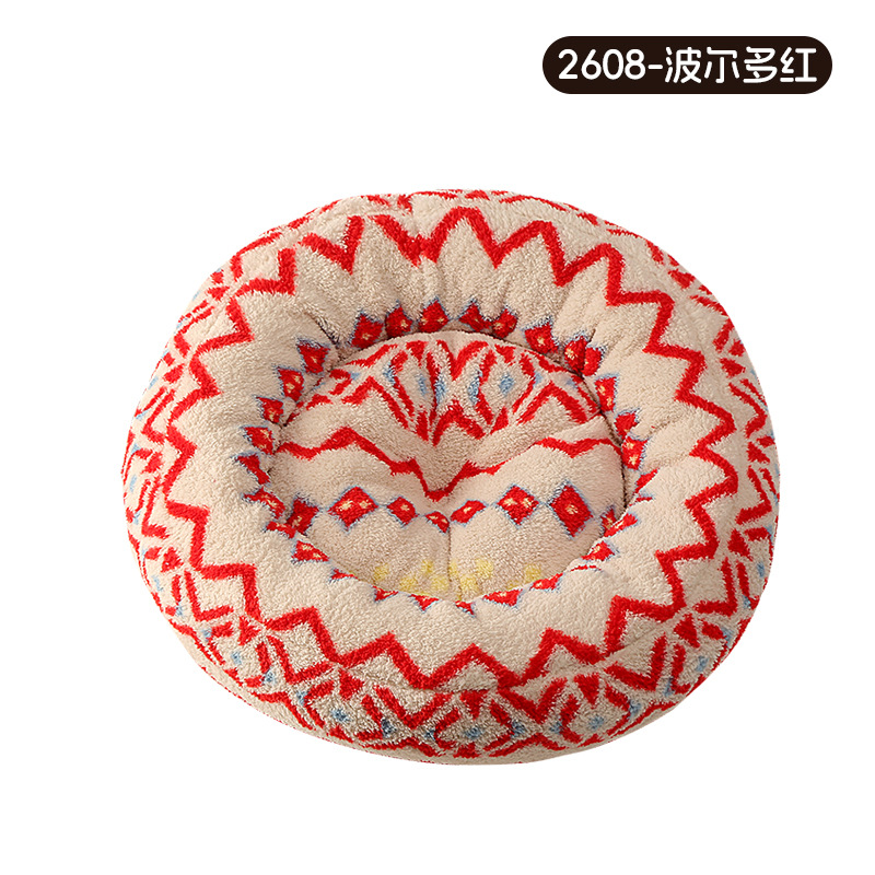 Round nest short hair-bordeaux red 2608 / Diameter 40cm