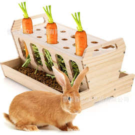木制宠物干草喂食器可拆卸豚鼠兔子干草管理器实木兔子食品分配架
