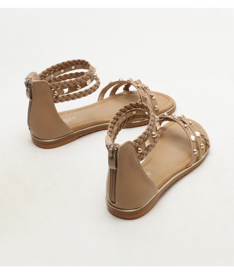 Women's Roman Style Solid Color Rivet Round Toe Roman Sandals display picture 13