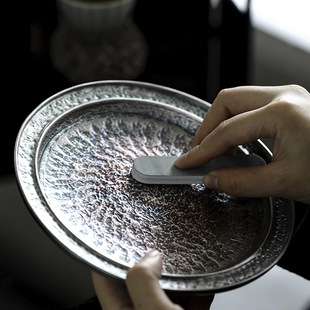 Fruit plate stove tea snack plate silver ceramic dry bubble plate vintage pot snack plate tea dessert gift