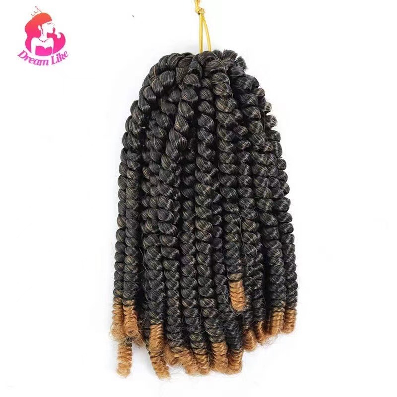 8 pulgadas 30 pequeñas trenzas de resorte de torsión de fibra química africana cabello de crochete peluca de trenza sucia
