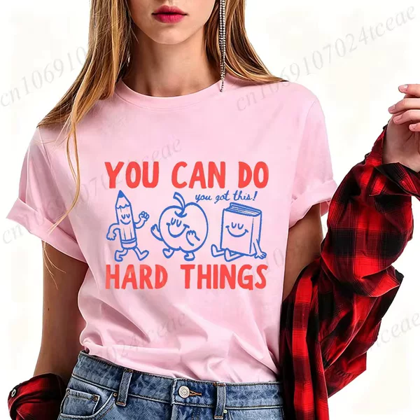 You Can Do Hard Things for Women, Cute Retro T-Shirts, Inspirational Teacher T-Shirts, Women's T-Shirts, Summer Fashion