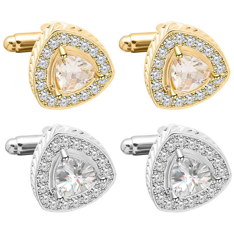 new round diamond crystal cufflinks exquisite French zircon shirt cufflinks_voghion.com