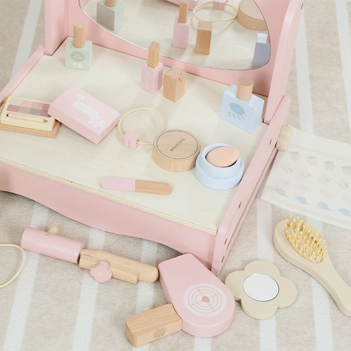 Baby play house princess dressing table makeup table simulation makeup barber bag wooden accessories role-playing toy