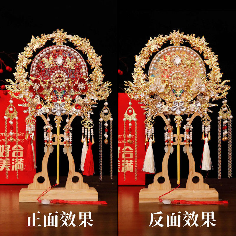 結婚式用の手作りDIY素材パッケージ、花嫁用ウェディングファン、ウェディングファン完成品、高級両面ウェディング秀和|undefined