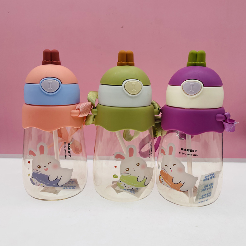 Baijia taza de paja de silicona taza de agua 650ml taza de plástico Correa al aire libre taza de bebida estudiante rebotando conveniente taza de agua