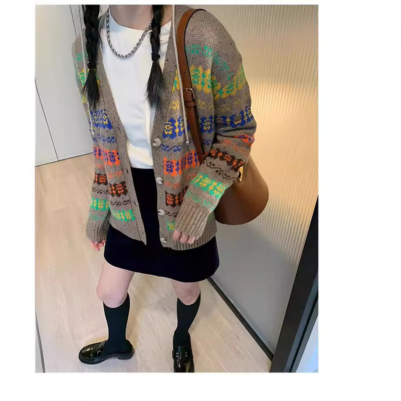 [in stock] VC Scotland fair island royal jacquard wool sweater women's winter new knitted cardigan