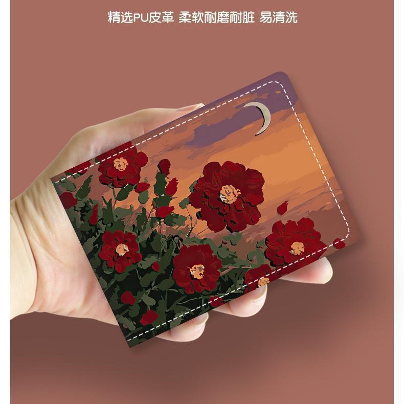 油画山茶花驾驶证保护套2025新款机动车行驶证皮套驾照本二合一女
