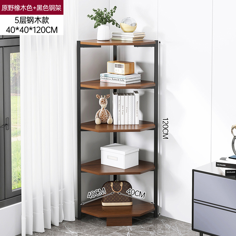 Estantería piso hogar sala de estar simple estante de almacenamiento esquina estantería integrada pared multi-capa Esquina de almacenamiento de hierro rack