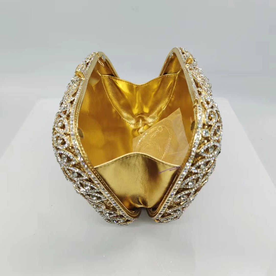 Nuevo bolso de cena de diamantes, bolso de diamantes de metal hueco, bolso de diamantes