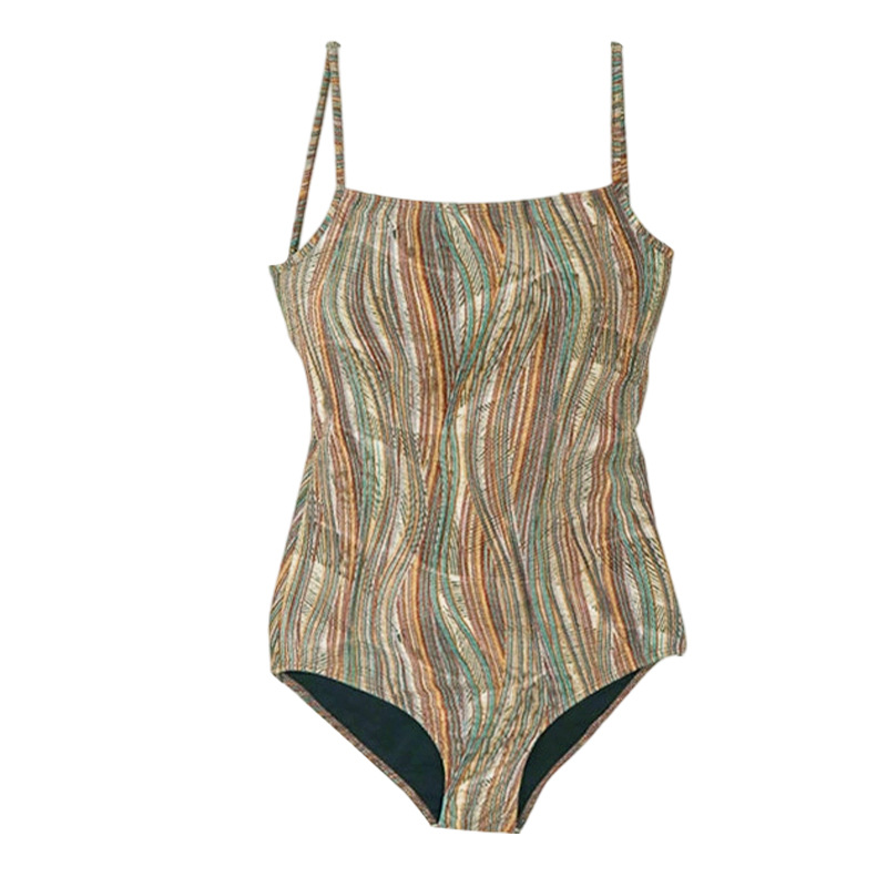 Traje de baño para mujer 2025 bikini de una pieza, rayas retro que cubren la carne, delgado y sexy, traje de baño de vacaciones de aguas termales