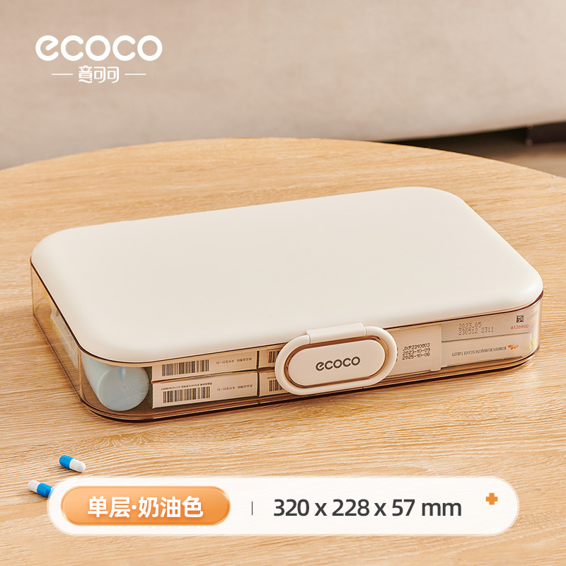 Caja de medicina doméstica de gran tamaño de Icoco, caja de medicina doméstica de gran capacidad, caja de medicina multicapa de almacenamiento de medicamentos de gran tamaño.