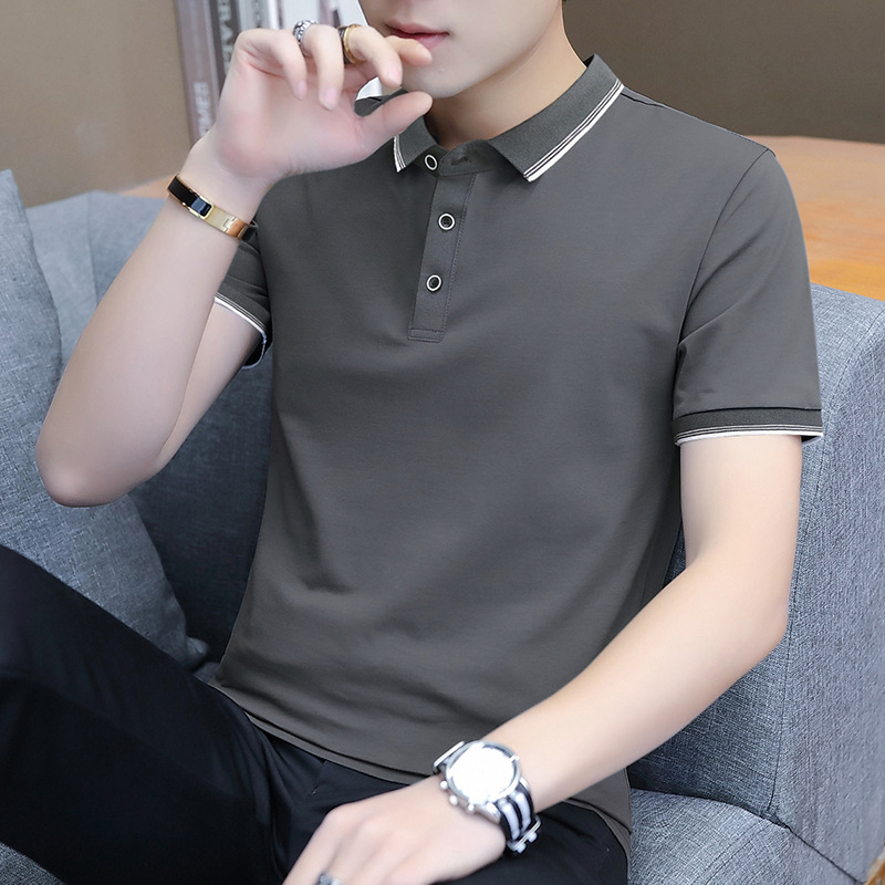 Gran tamaño transfronterizo de ropa de hombre de manga media solapa de manga corta de hombre camiseta de verano de hombre polo ropa de trabajo logo bordado impresa