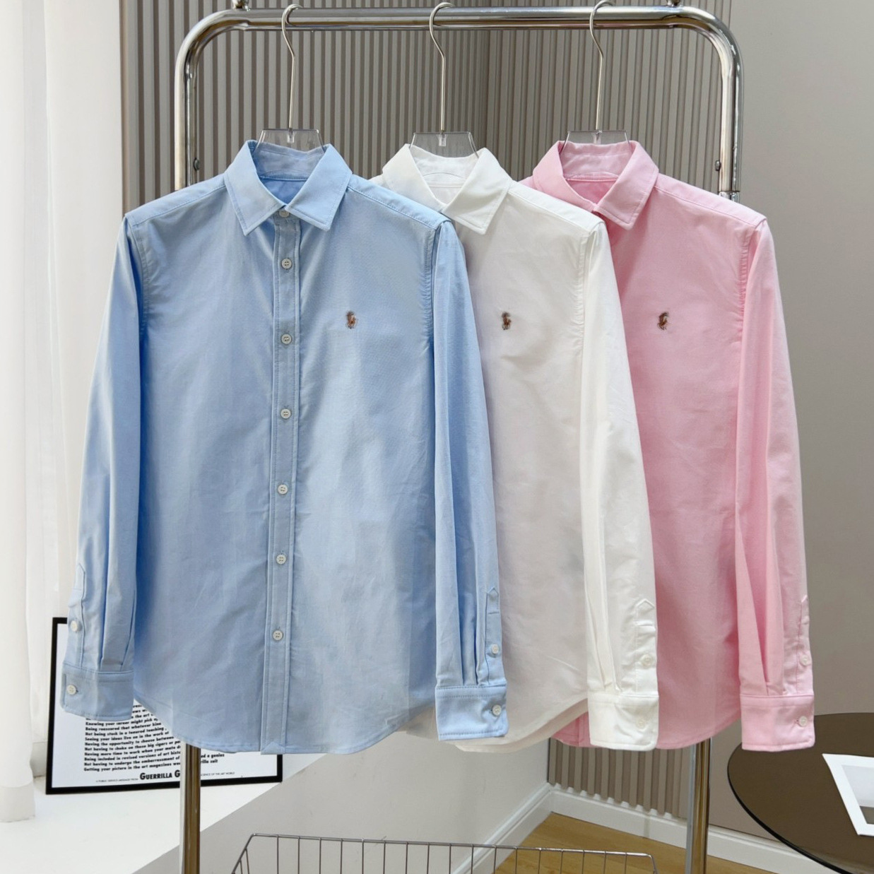 小马刺绣衬衫牛津棉布2025秋季宽松休闲长袖男女同款经典衬衣长袖