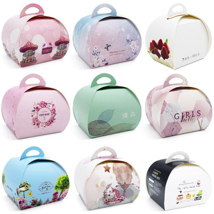 Portable Mu Si cake box triangle cut piece west point packaging box disposable baking snacks packing box 100