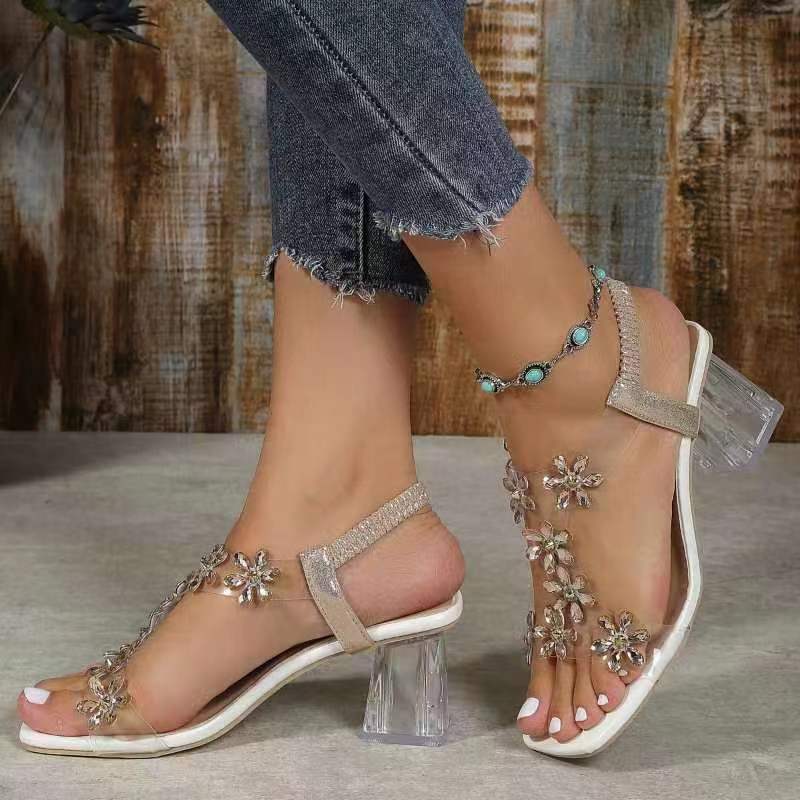 Größe 35–42, große Sandalen für Damen, 2024, Sommer, neue Kristalle, grobe Mode, mittelhoher Absatz, transparente High Heels_voghion.com
