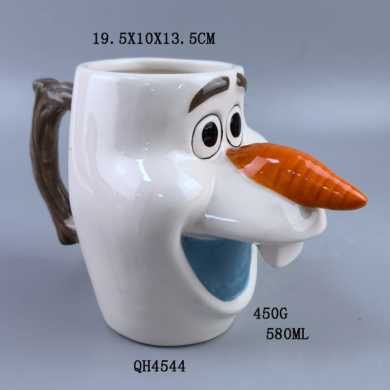 Nieve congelada figura muñeca Taza de agua de cerámica 3D taza de nieve taza de desayuno taza de jugo taza de Leche