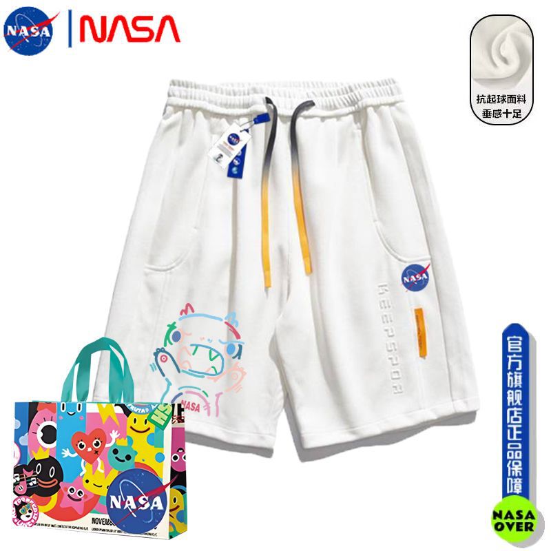 Nasa Co-Branded New Summer Cute Cartoon Casual Sports Shorts for Teenagers, Loose-Fitting Mid-Length Shorts