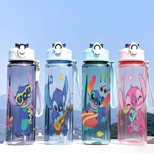 Cute cartoon large-capacity plastic cup, high-quality double drink bouncing cup, children and student travel straw cup