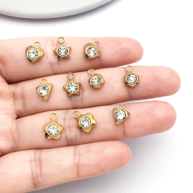 ステンレス鋼溶接リングドットドリル幾何学ペンダントハート五芒星梅の花ペンダントDIYネックレスイヤリングジュエリーアクセサリー|undefined