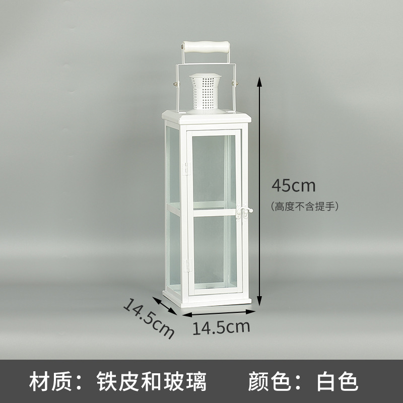 Blanco boda candelabro linterna boda carretera plomo accesorios atmósfera lámpara Marruecos viento lámpara decoración a prueba de viento vela pantalla