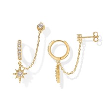 2024轻奢高级感设计锆石八星芒吊坠搭配链条流苏耳环独特设计耳饰