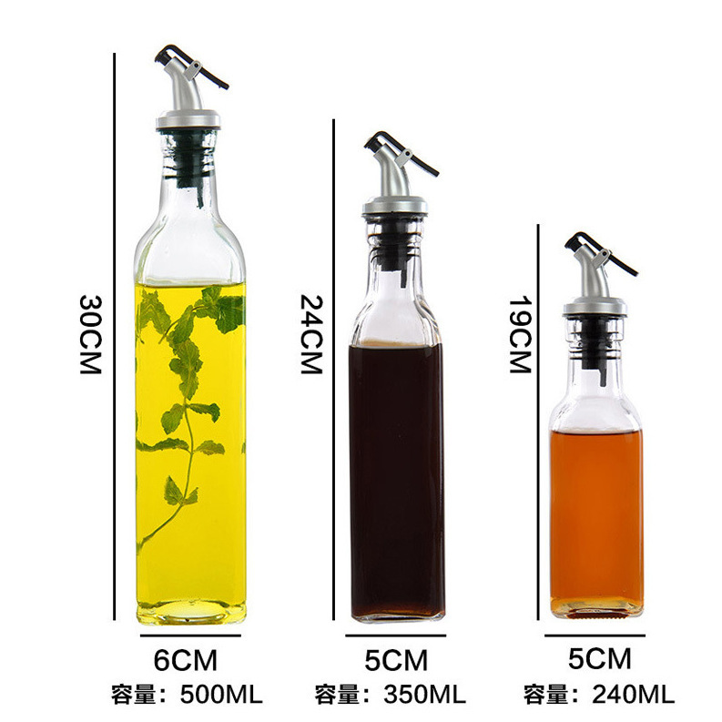 Los fabricantes venden botellas de aceite selladas a prueba de fugas, suministros de cocina, botellas de condimento, botellas de vinagre de salsa de soja de vidrio, LOGO imprimible