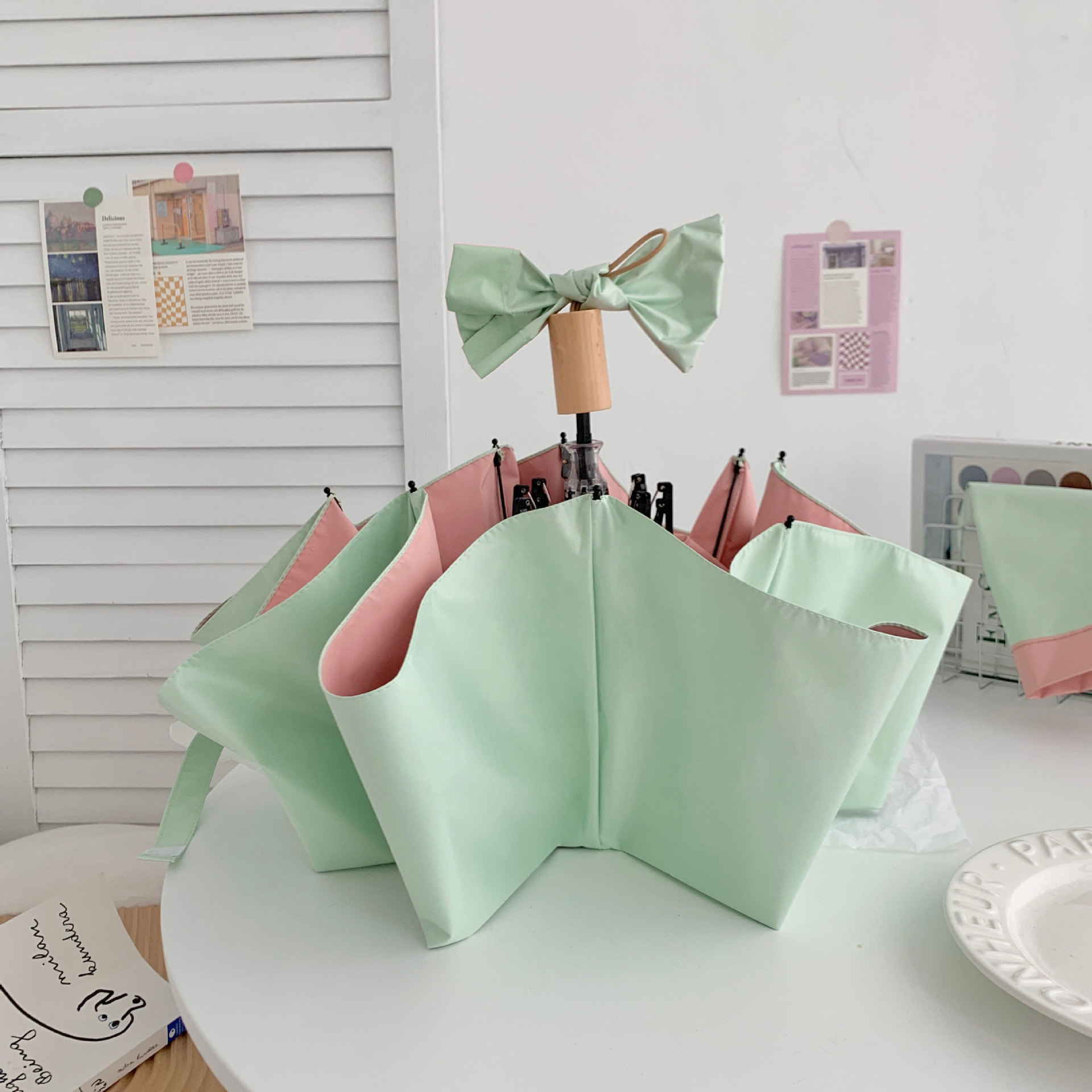 8본 수동 9합판 컬러 글루 풀 커버리지 - 민트 밀크 그린