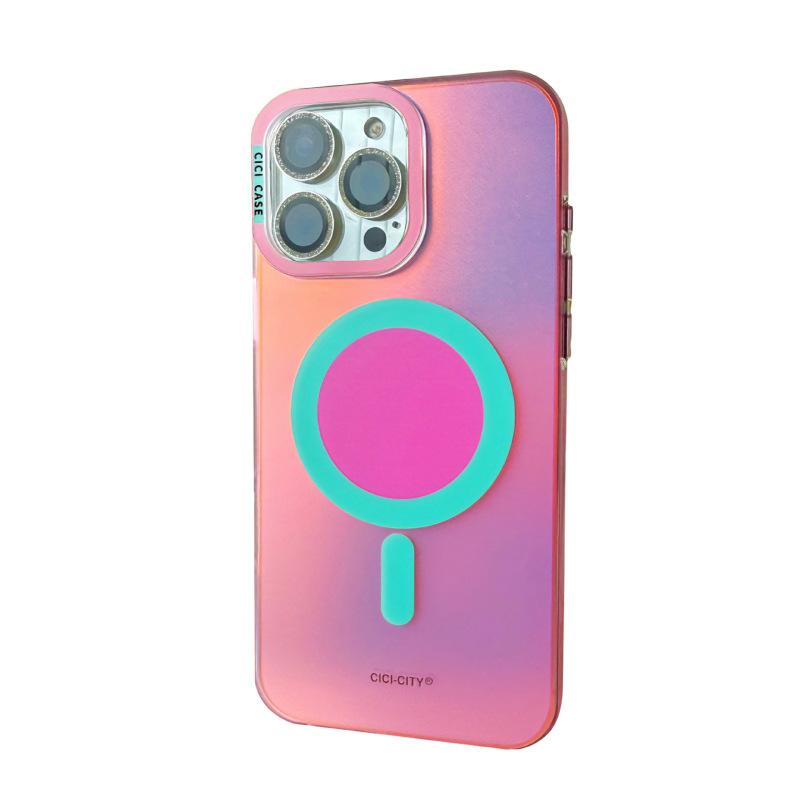 适用iPhone17幻彩极光磁吸手机壳苹果16promax防撞条边框气囊支架|undefined