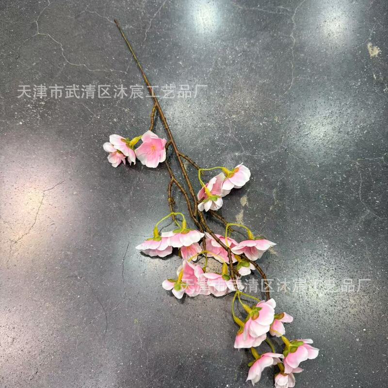 跨境仿真花小枝樱花小桃花家居清新装饰摆件婚庆插花摆件绢布假花|undefined