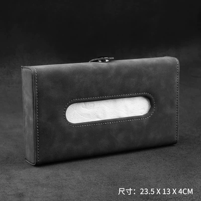 Suede non-blocking cosmetic mirror sun visor tissue box paper bag Tissue Bag car car accessories hanging (Car tissue box/set) - snow-gray-suede-clip-style-tissue-box