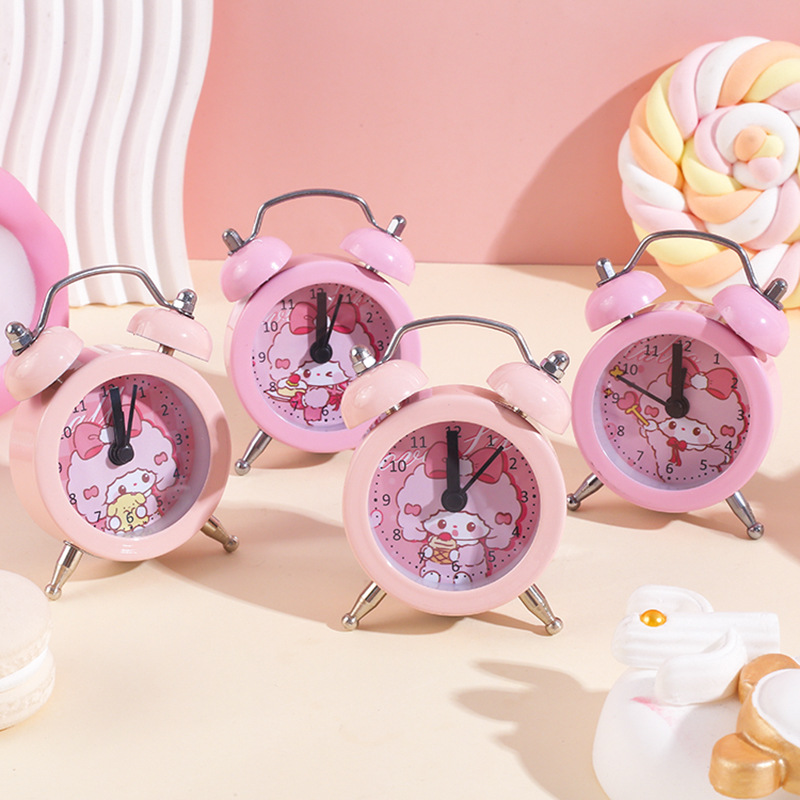 迷你双铃圆形闹钟 创意可爱卡通起床神器学生宿舍卧室闹钟