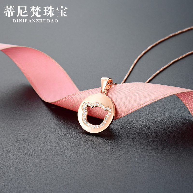 Elegante oso accesorios collar Corea del Sur s925 plata diamante incrustado joyería colgante femenino regalo colgante para novia