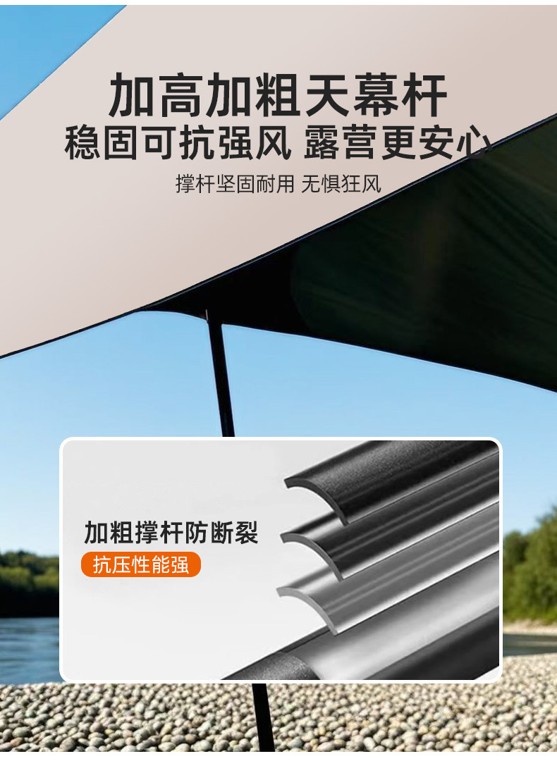 Vinyl car tail tent, car/SUV camping side tent, self-driving travel sun protection car side canopy, outdoor sunshade