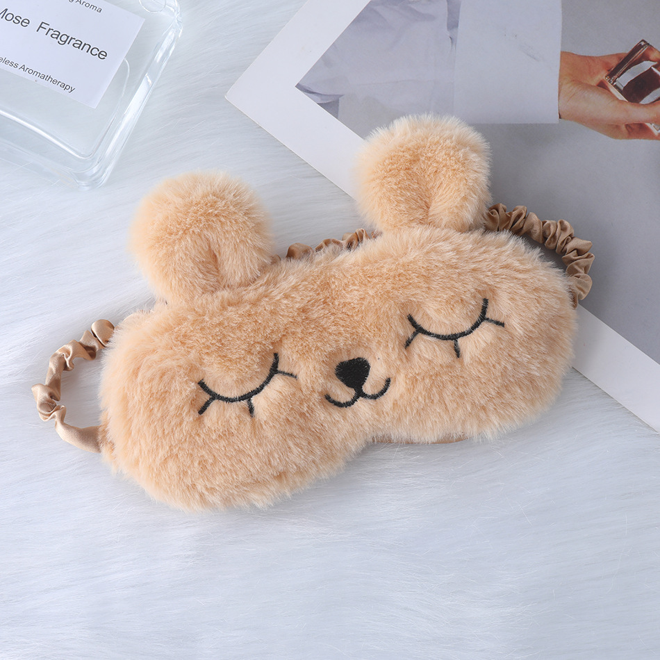 Máscara de ojo de felpa bordada de piel de conejo lindo transfronterizo sombreado protección de los ojos del sueño máscara de ojo lindo del oído del unicornio en stock