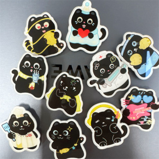 Cartoon Kitten Acrylic Brooch Black Cat Cute School Bag Pendant Decorative Pin Wholesale Custom Small Brooch