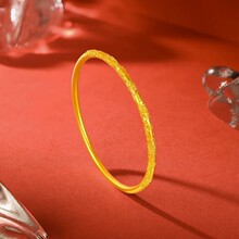 18K金樱花手镯Au750彩金古法时尚复古小众高级感黄金手饰水贝批发