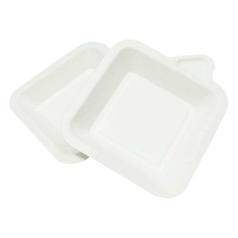 Одноразовая бумажная тарелка Утолщенная простая бумажная тарелка Тарелка вилка для торта Прямоугольная бумажная тарелка Разлагаемая тарелка для торта