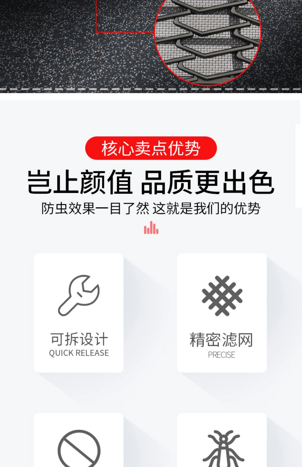 Suitable for 6-Seater Tesla Updated Version Model Y/3/Yl, Detachable Insect-Proof Net, Water Tank Grille, Air Intake Protection Cover
