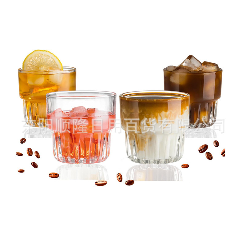 Retro Glass Juice Cup, Transparent Stackable Ice Latte Coffee Cup, Cocktail Cup, Bar and Restaurant Water Cup Retro Glass Juice Cup, Transparent Stackable Ice Latte Coffee Cup, Cocktail Cup, Bar and Restaurant Water Cup