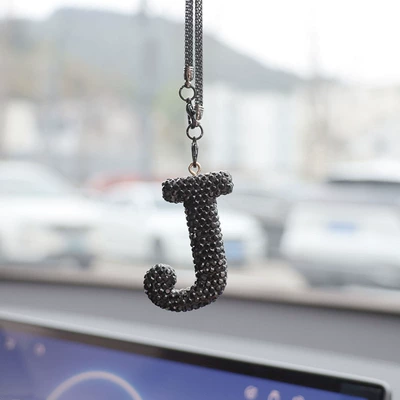 Car hanging | Letter bow clay car - j-letter-car-pendant-black