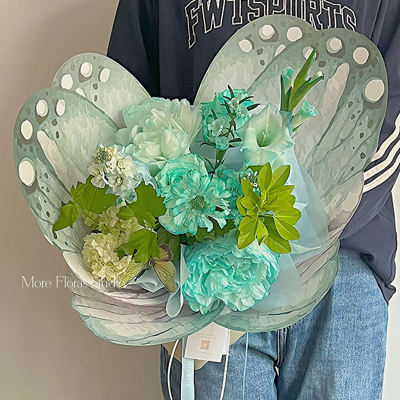 Huaxi ensueño ramo de mariposas papel de embalaje floral papel floral regalo diy pequeño papel de embalaje de flores frescas